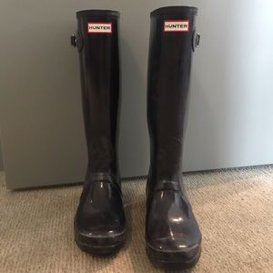 Women’s Tall gloss Hunter Boots - eggplant